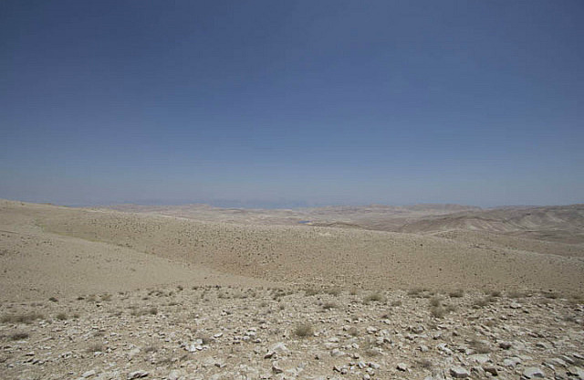 Overview of Dead Sea from Mt. in Judean Wilderness
